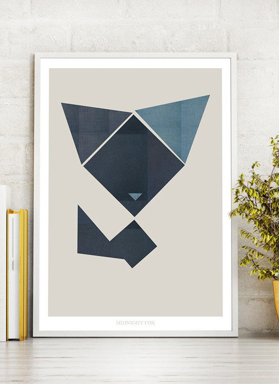 grafisk print midnight fox ræv by Frema